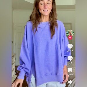 AE Oversized Big Hug Waffle PURPLE Sweatshirt XS
